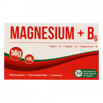 MAGNESIUM+B6,kapsulas,30gab.